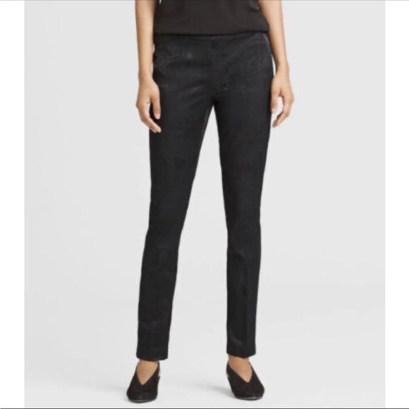 Eileen Fisher Pants - Eileen Fisher Fresco Organic Cotton Blend Textured Black Jacquard Pant Size 8